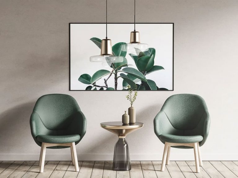 Free Modern Poster Living Room Mockup Scene
