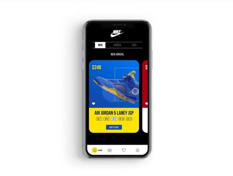 Free Sport Shoes App Parallax Animation
