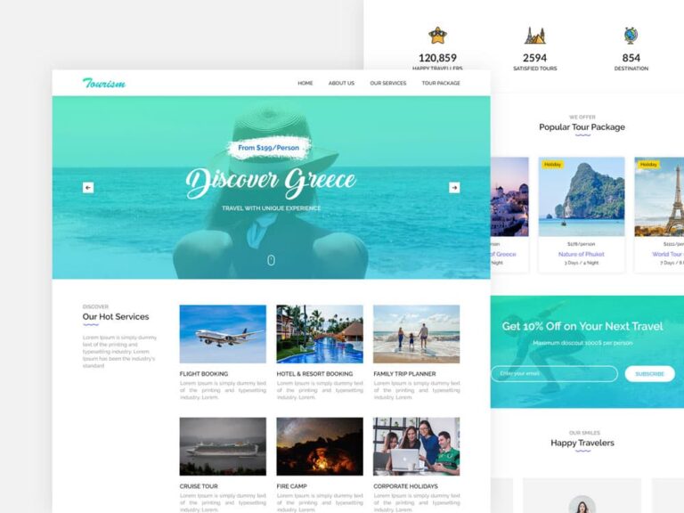 Free Travel Tourism Landing Page Template