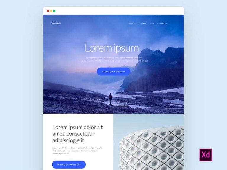 Landing Page Free Template for Adobe XD