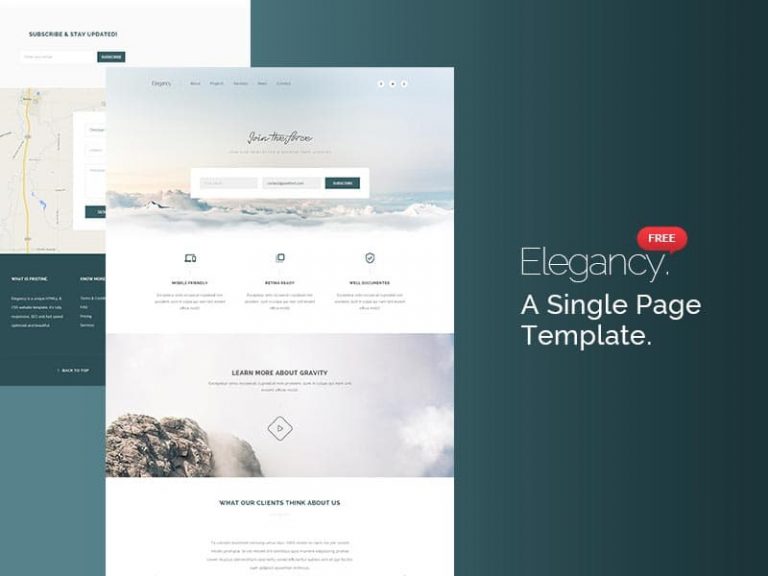 Single Page Free PSD Website Template