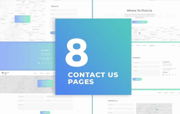 8 Free Contact Pages Designs PSD UI Kit