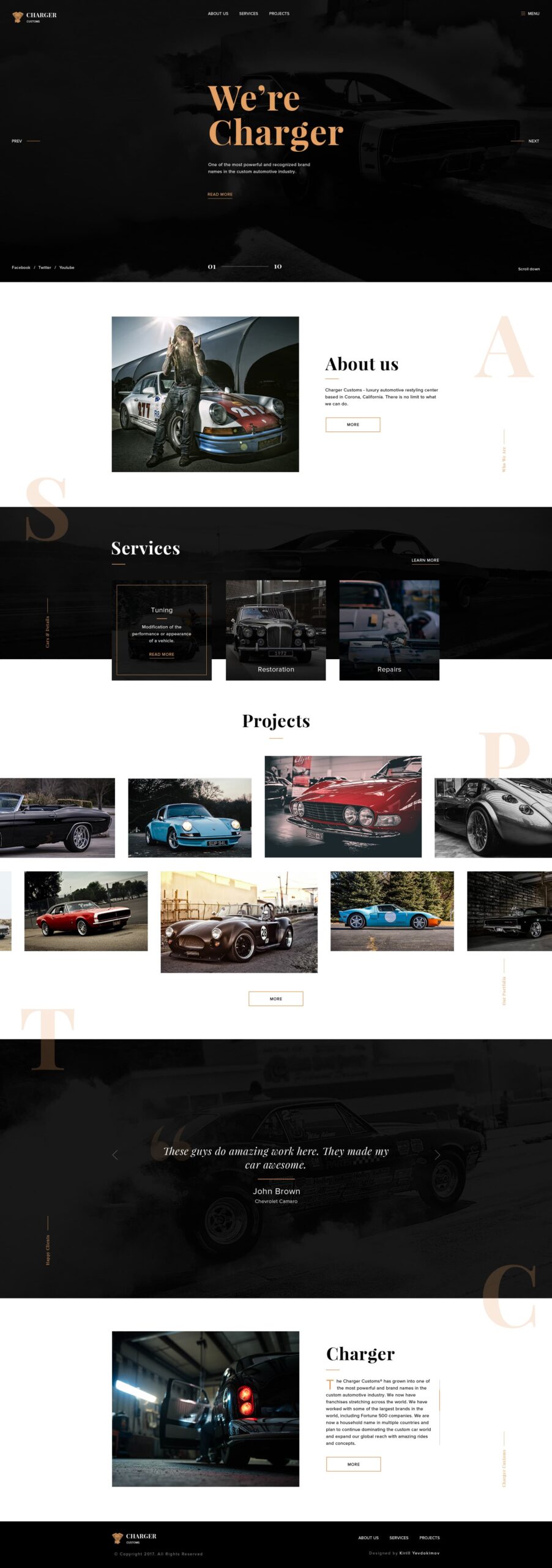 Free Charger Customs Car Website PSD Template