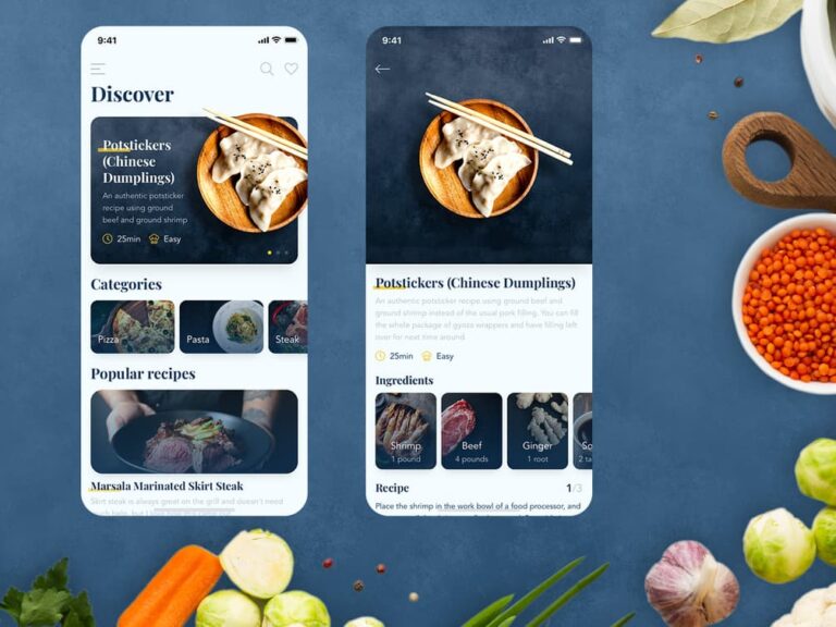 Free Food Recipes Mobile App UI Template