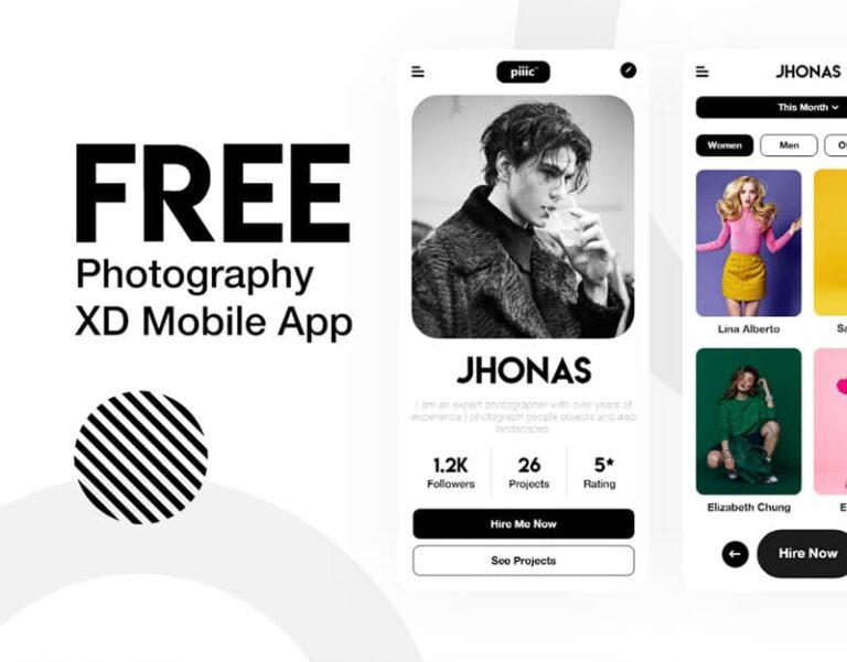 Free Photography App Mobile UI Concept
