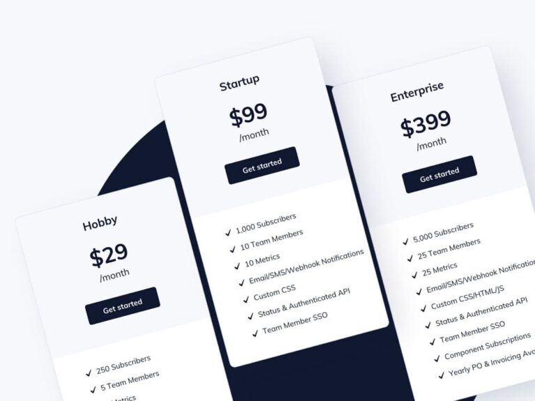 Free Pricing Cards UI for Sketch