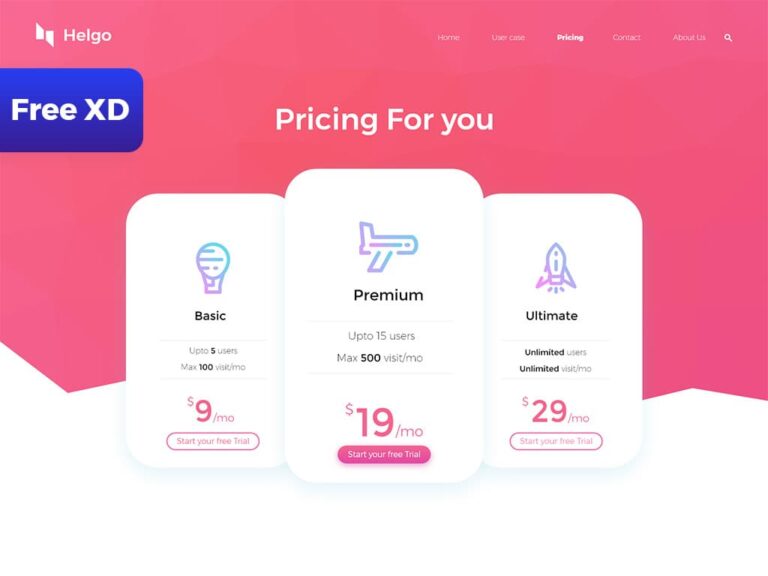 Free Website Pricing Table Concept Design