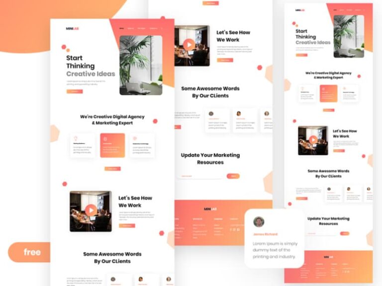 Free Creative Agency Landing Page PSD Template