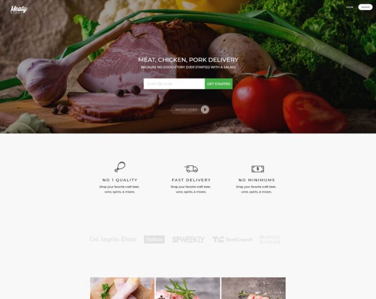 Free Meaty Restaurant Website Template for Adobe XD