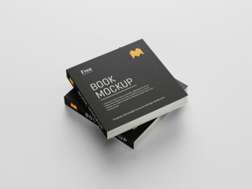 Free Square Hardcover Book PSD Mockup