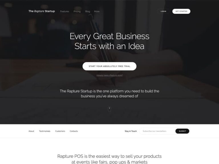 Free Startup Landing Page PSD Template