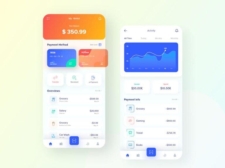 Free Wallet iOS Apps Concept for Adobe XD