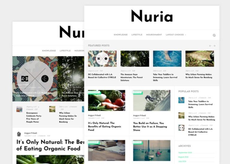 Nuria Free Responsive Blogging WordPress Theme