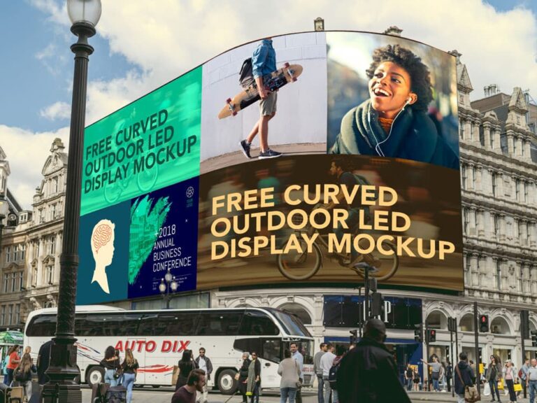 Free Curved Outdoor LED Display Mockup
