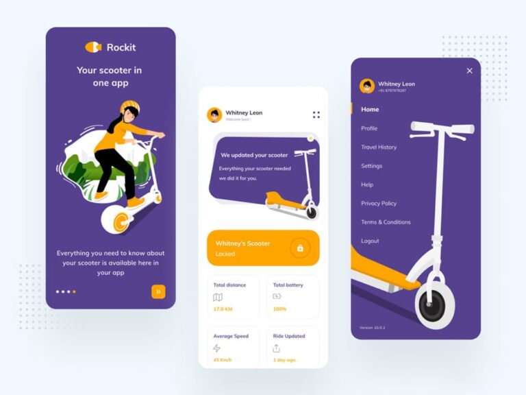 Free E-Scooter Mobile App Dashboard Design