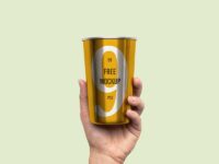 Free Hand Holding Metal Cup Mockup