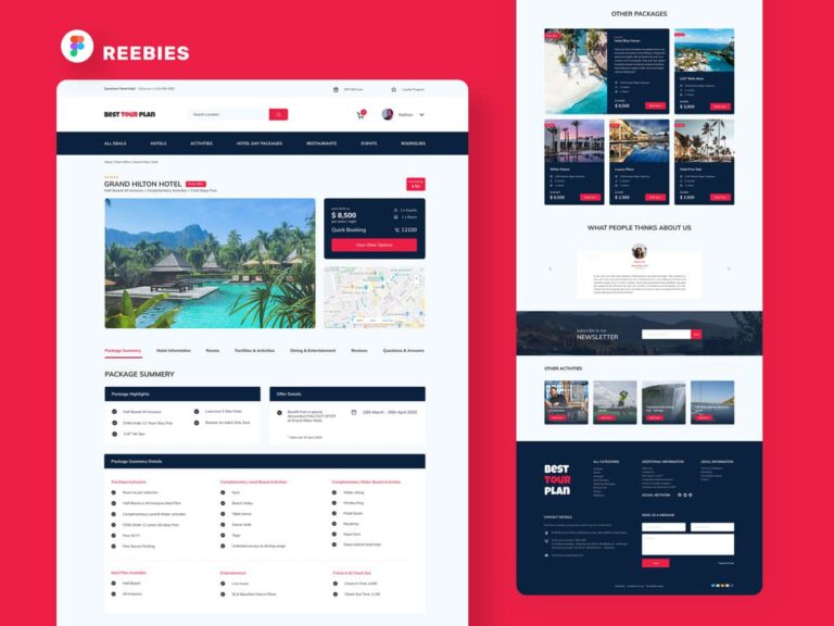 Free Hotel Booking Website Template for Figma