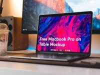 Free MacBook Pro on Table Mockup