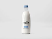 Free Milk Glass Bottle Mockup