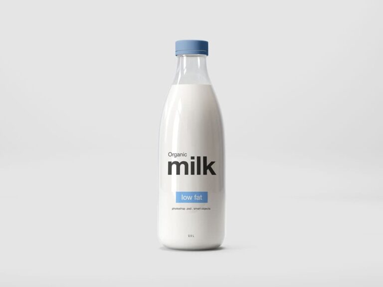 Free Milk Glass Bottle Mockup