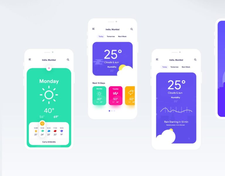 Free Mobile Weather App Ui Kit