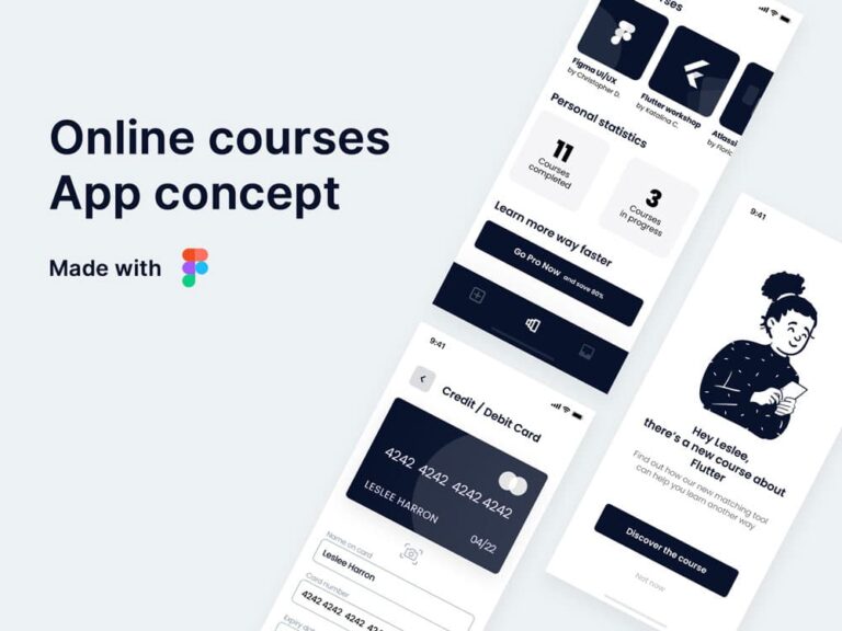 Free Online Courses Mobile App UI Kit
