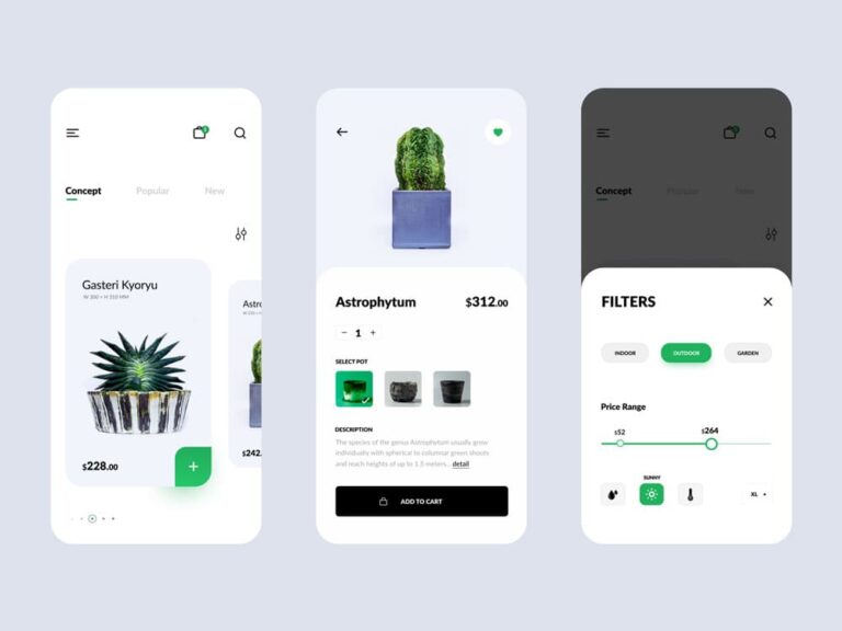 Free Plant Shop App UI Design for Figma