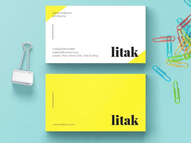 Free Yellow And White Business Card Template