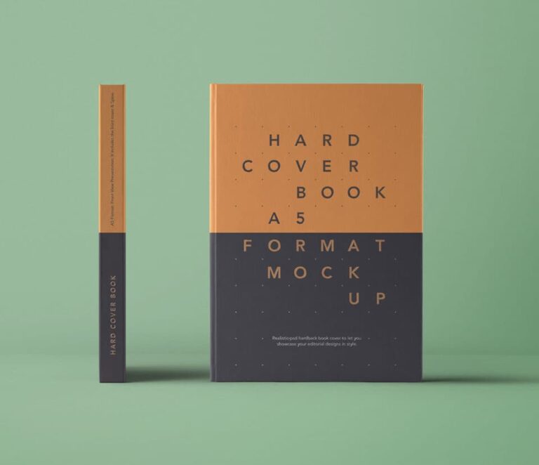 Free A5 Hardcover Book PSD Mockup