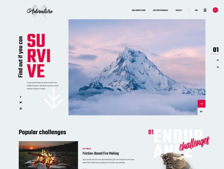 Free Adventure Website Template for Adobe XD