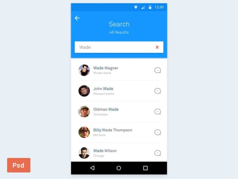 Free Android Search Screen App UI