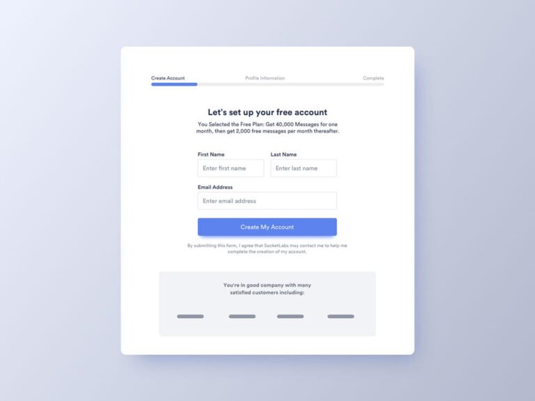 Free Create Account UI for Sketch