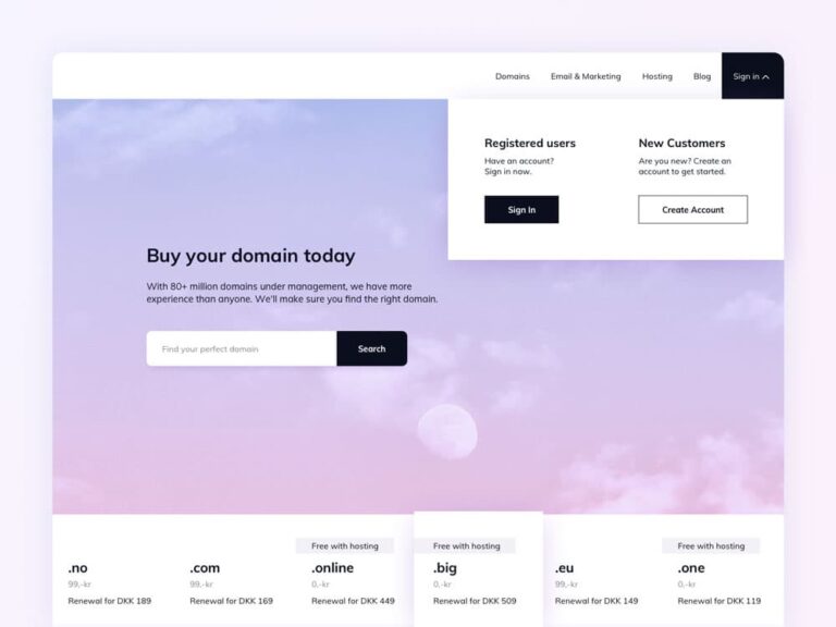Free Domain Site Landing Page for Sketch