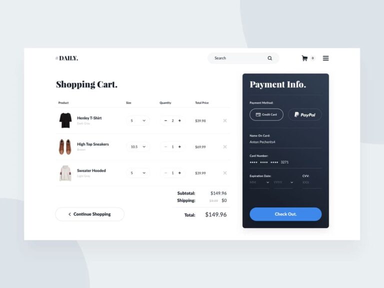 Free E-Commerce Checkout for Sketch