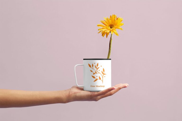 Free Flower Cup PSD Mockup