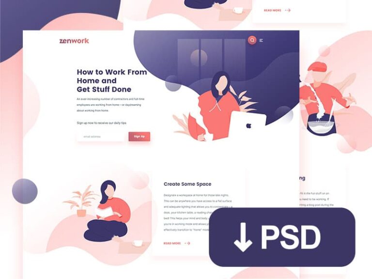 Free Freelance Jobs Site Landing Page PSD Template
