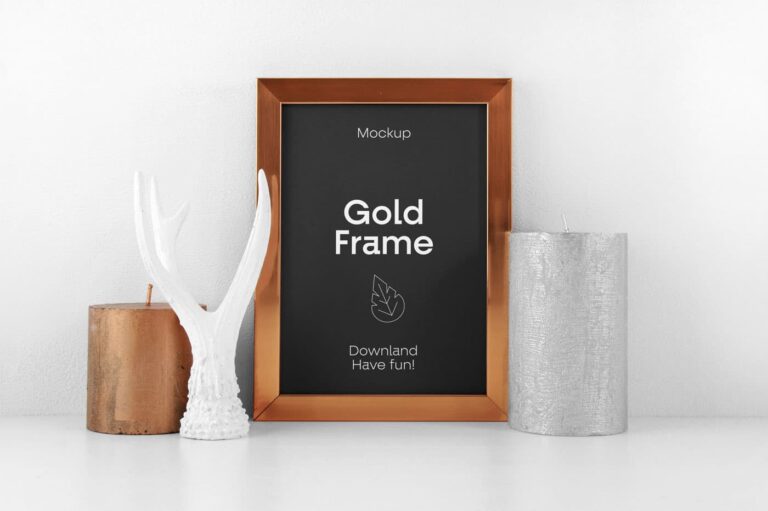 Free Gold Frame PSD Mockup