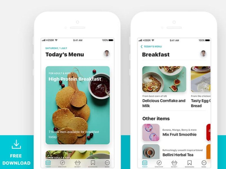 Free Mobile Food App PSD Templates