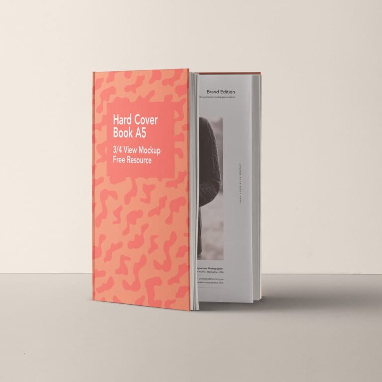 Free PSD A5 Hardcover Book Mockup