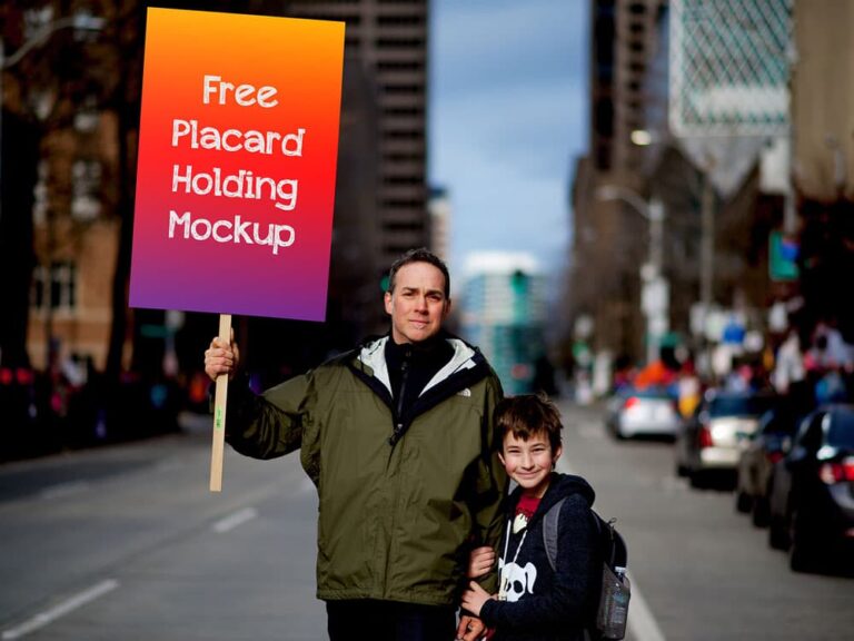 Free Placard Holding Mockup