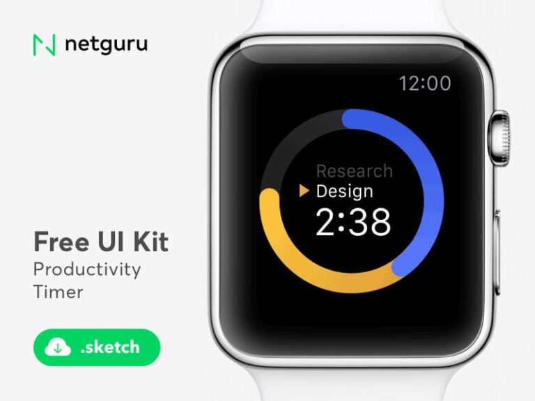 Free Productivity Timer Apple Watch UI Kit