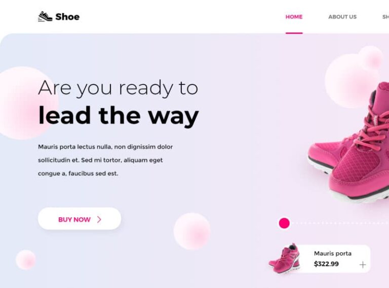 Free Shoe Shop Landing Page Template