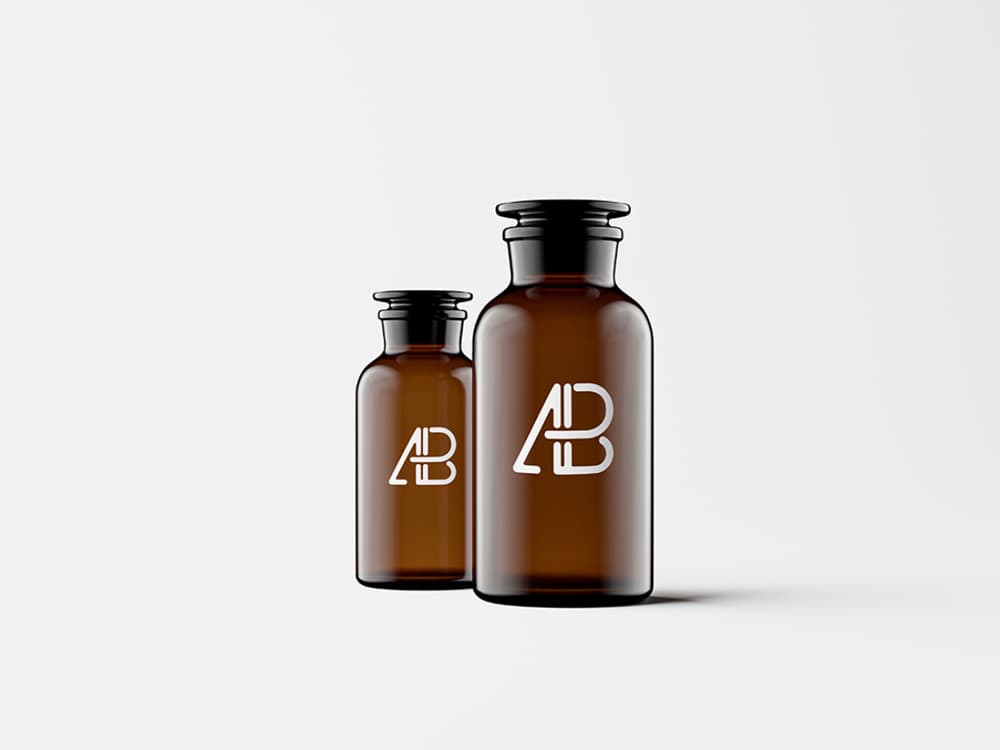 Download Free Amber Glass Apothecary Jars Mockup | Free Mockups | Freebiefy