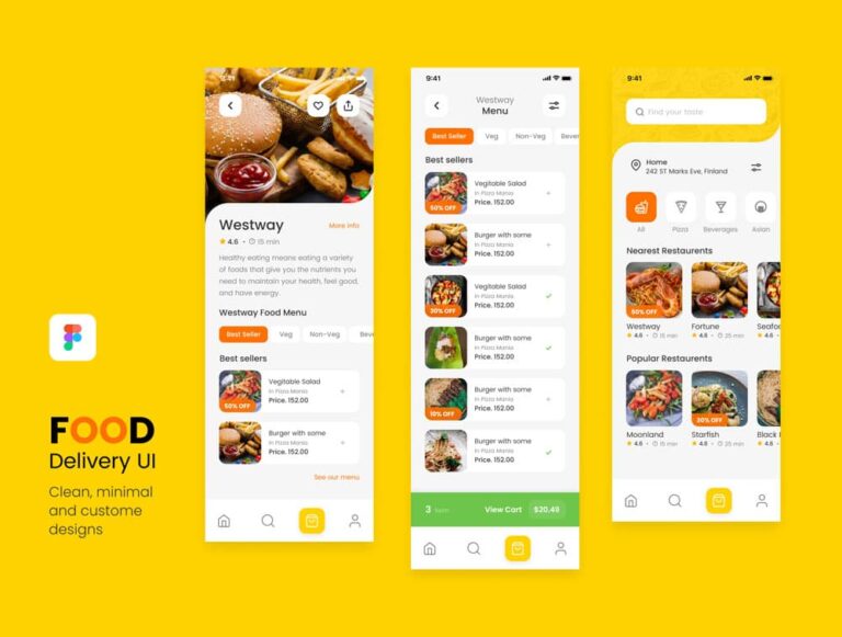 Free Food Delivery App UI Design