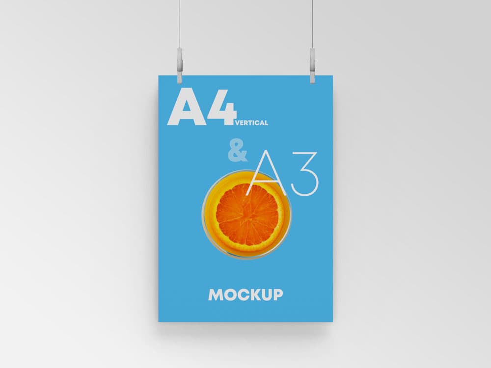 Download Free Hanging A3 Poster Mockup | Poster Mockup PSD ...
