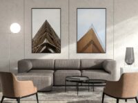 Free Modern Living Room Poster Mockup Scene
