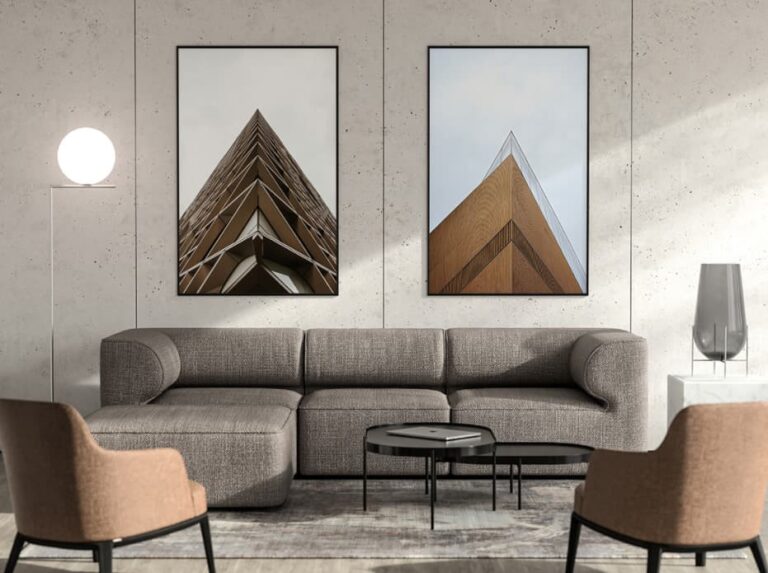 Free Modern Living Room Poster Mockup Scene