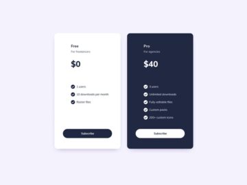 Free Pricing Cards UI Design