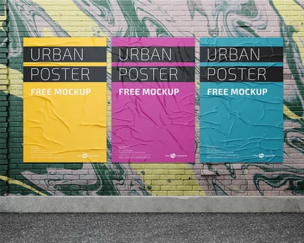 Download Free Urban Wall Poster Mockup | Free PSD Downloads | Freebiefy