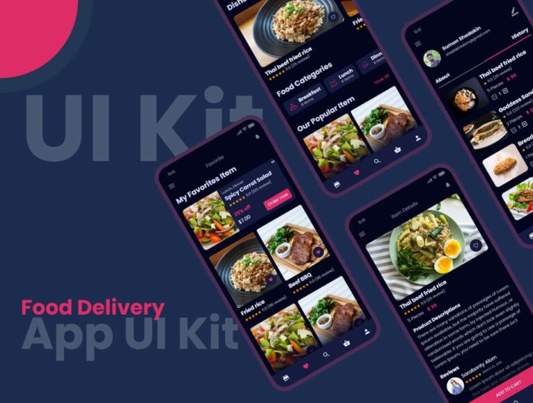 Free Food Delivery iOS App UI Kit